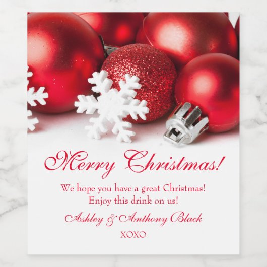 パーソナライズされたクリスマスワインラベル |オーナメント ワインラベル (シングルラベル)