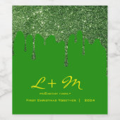 パーソナライズされたクリスマスワインラベル – グリーングリッター ワインラベル (シングルラベル)