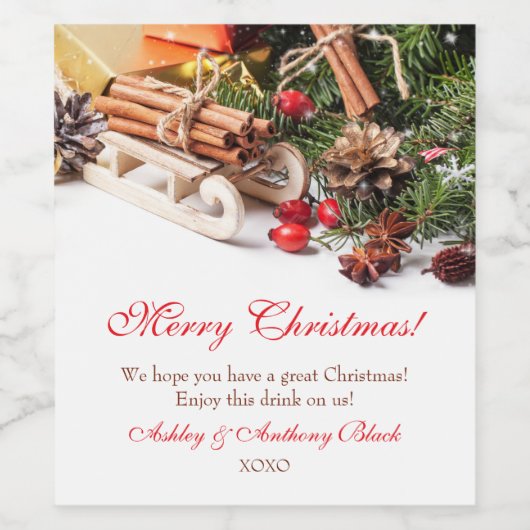 パーソナライズされたクリスマスワインラベル |ホリデーデコール ワインラベル (シングルラベル)