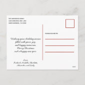 パーソナライズされたクリスマスヴィンテージレッドトラック シーズンポストカード (裏面)