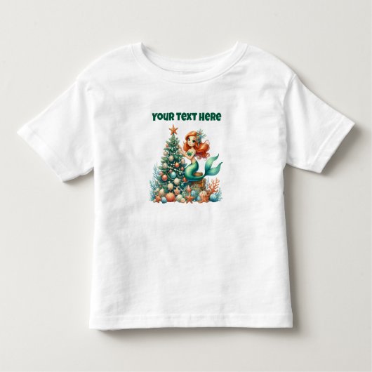 パーソナライズされたクリスマス人魚の幼児用Tシャツ トドラーTシャツ (正面)