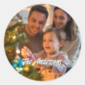 パーソナライズされたクリスマス休暇カスタム家族写真 ラウンドシール (正面)