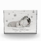 パーソナライズされたクリスマス写真と書道 フォトブロック (正面)