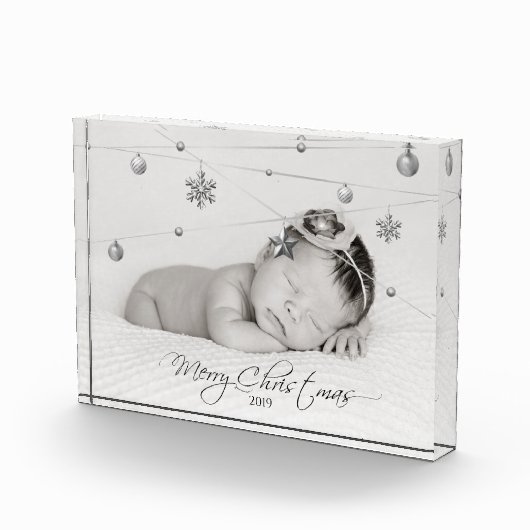 パーソナライズされたクリスマス写真と書道 フォトブロック (右)