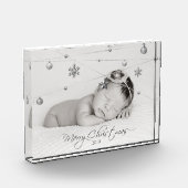 パーソナライズされたクリスマス写真と書道 フォトブロック (左)