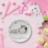 パーソナライズされたクリスマス写真と書道 ペーパープレート (パーティー)