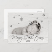 パーソナライズされたクリスマス写真と書道 ポストカード (正面/裏面)