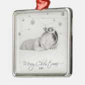 パーソナライズされたクリスマス写真と書道 メタルオーナメント (左)