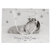 パーソナライズされたクリスマス写真と書道 ラージペーパーバッグ (裏面)