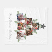 パーソナライズされたクリスマス写真ツリー フリースブランケット (正面(横))