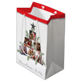 パーソナライズされたクリスマス写真ツリー ミディアムペーパーバッグ (正面アングル)