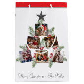 パーソナライズされたクリスマス写真ツリー ミディアムペーパーバッグ (正面)