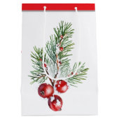 パーソナライズされたクリスマス写真ツリー ミディアムペーパーバッグ (裏面)