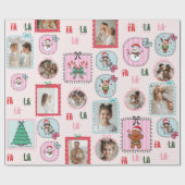 パーソナライズされたクリスマス写真ピンクホリデイFa La La ラッピングペーパー (フラット)