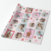パーソナライズされたクリスマス写真ピンクホリデイFa La La ラッピングペーパー (アンロールド)