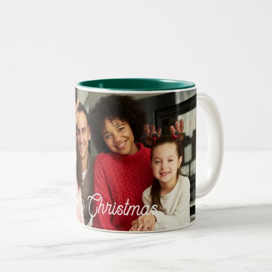 パーソナライズされたクリスマス写真マグカップ ツートーンマグカップ (正面右)