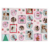 パーソナライズされたクリスマス写真抱き枕 | かわいいピンク ラージペーパーバッグ (裏面)