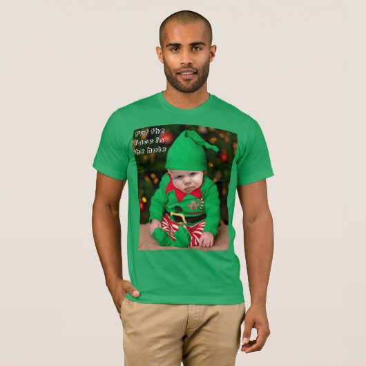 パーソナライズされたクリスマス写真顔切り取りTシャツ Tシャツ (正面フル)