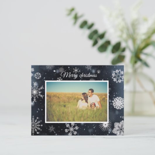 パーソナライズされたクリスマス写真 ポストカード (スタンド正面)