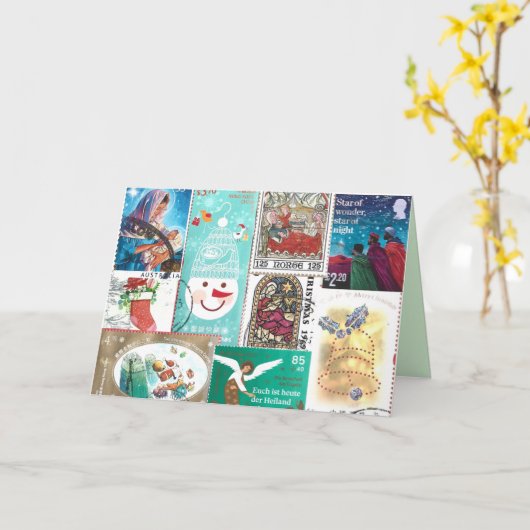 パーソナライズされたクリスマス切手 カード (黄色い花)