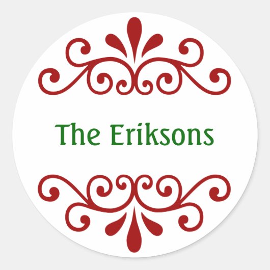 パーソナライズされたクリスマス名 ラウンドシール (正面)