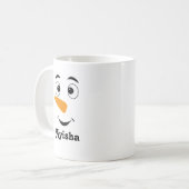 パーソナライズされたクリスマス名mag,雪だるま顔コーヒー コーヒーマグカップ (正面左)