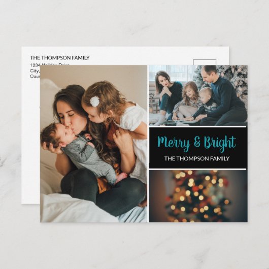 パーソナライズされたクリスマス家族の写真集 案内ポストカード (正面/裏面)
