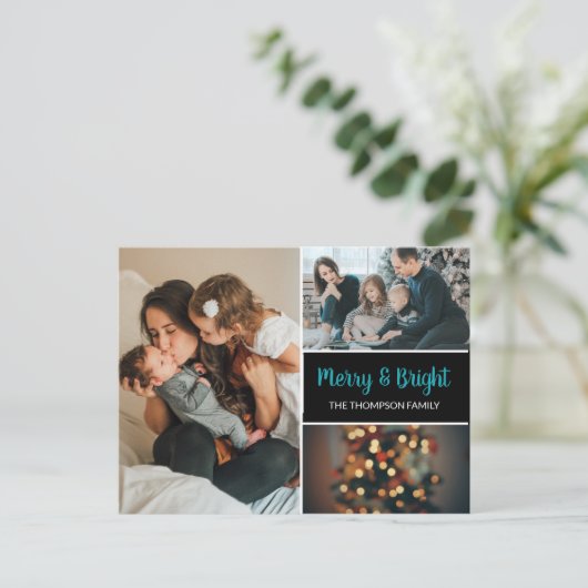 パーソナライズされたクリスマス家族の写真集 案内ポストカード (スタンド正面)