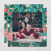 パーソナライズされたクリスマス家族写真 | 名前と年 シーズンカード (正面/裏面)