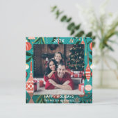 パーソナライズされたクリスマス家族写真 | 名前と年 シーズンカード (スタンド正面)