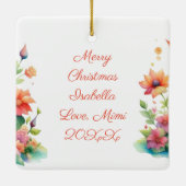 パーソナライズされたクリスマス小妖精や小人水彩イラストレーション セラミックオーナメント (裏面)