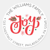 パーソナライズされたクリスマス差出人住所ラベル ラウンドシール (正面)