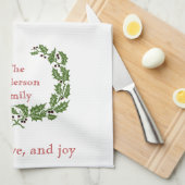 パーソナライズされたクリスマス平和ラブジョイリース キッチンタオル (四つ折り)