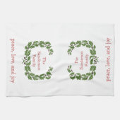 パーソナライズされたクリスマス平和ラブジョイリース キッチンタオル (横)