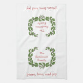 パーソナライズされたクリスマス平和ラブジョイリース キッチンタオル (縦)