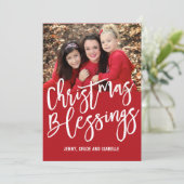 パーソナライズされたクリスマス恵みファミリーフォトカード シーズンカード (スタンド正面)