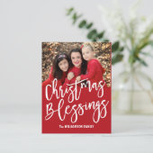 パーソナライズされたクリスマス恵み家族の写真 シーズンポストカード (スタンド正面)