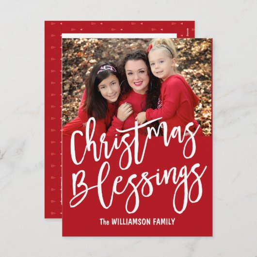 パーソナライズされたクリスマス恵み家族の写真 シーズンポストカード (正面/裏面)
