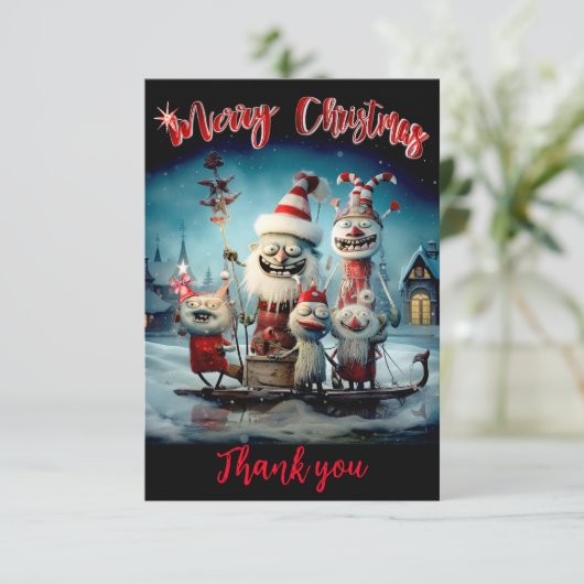 パーソナライズされたクリスマス感謝していカード 案内状 (スタンド正面)