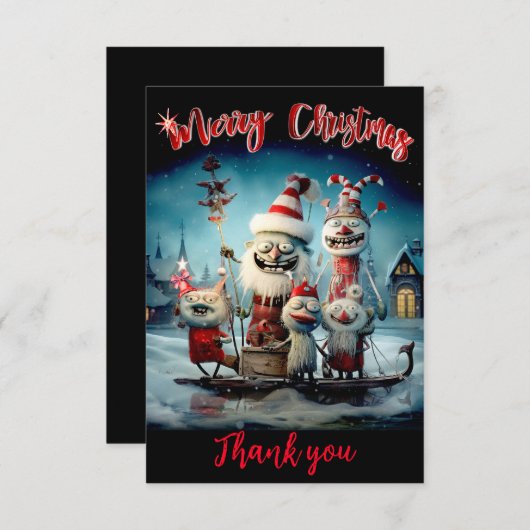 パーソナライズされたクリスマス感謝していカード 案内状 (正面/裏面)