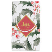 パーソナライズされたクリスマス抱き枕ボタニカルホリー スモールペーパーバッグ (正面)