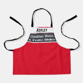 パーソナライズされたクリスマス料理ベーキングキッチンレッド エプロン (正面)