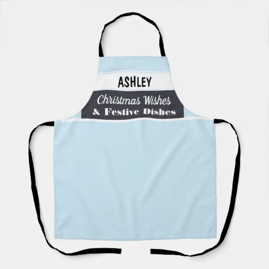 パーソナライズされたクリスマス料理ライトブルーキッチン エプロン (正面)