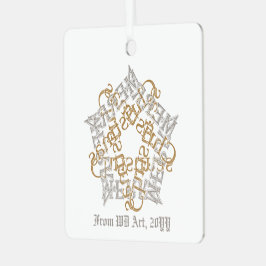 パーソナライズされたクリスマス書道アート金ゴールドシルバー メタルオーナメント