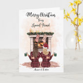 パーソナライズされたクリスマス最高の友 カード (黄色い花)