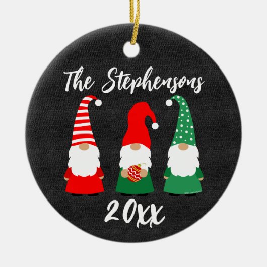 パーソナライズされたクリスマス格言かわいい家族の休日 セラミックオーナメント (正面)