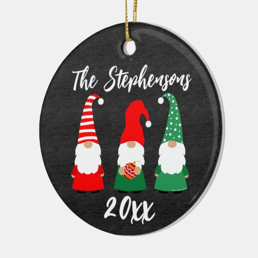 パーソナライズされたクリスマス格言かわいい家族の休日 セラミックオーナメント (左)