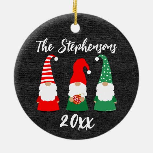 パーソナライズされたクリスマス格言かわいい家族の休日 セラミックオーナメント (裏面)