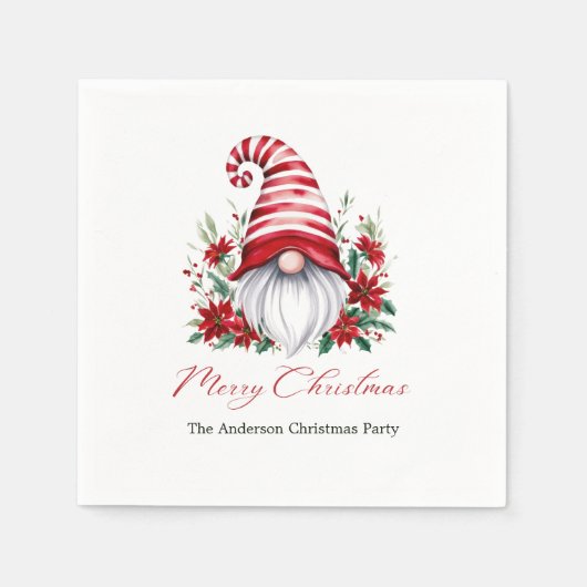パーソナライズされたクリスマス格言ポインセティアホリデイ スタンダードカクテルナプキン (正面)