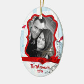 パーソナライズされたクリスマス樺の木ツリーPHOTOオーナメント セラミックオーナメント (左)